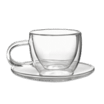 Tea 200ml Double Glass Cup with Saucer