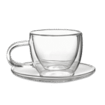 Tea 200ml Double Glass Cup with Saucer