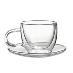 Tea 200ml Double Glass Cup with Saucer