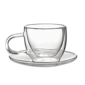 Tea 200ml Double Glass Cup with Saucer