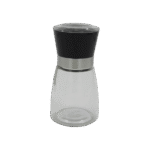 Transparent Glass Pepper Mill with Black Lid
