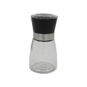 Transparent Glass Pepper Mill with Black Lid