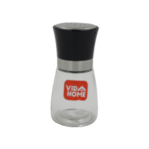 Transparent Glass Salt Shaker with Black Lid