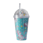 Unicorn Blue Cup with Lid & Straw