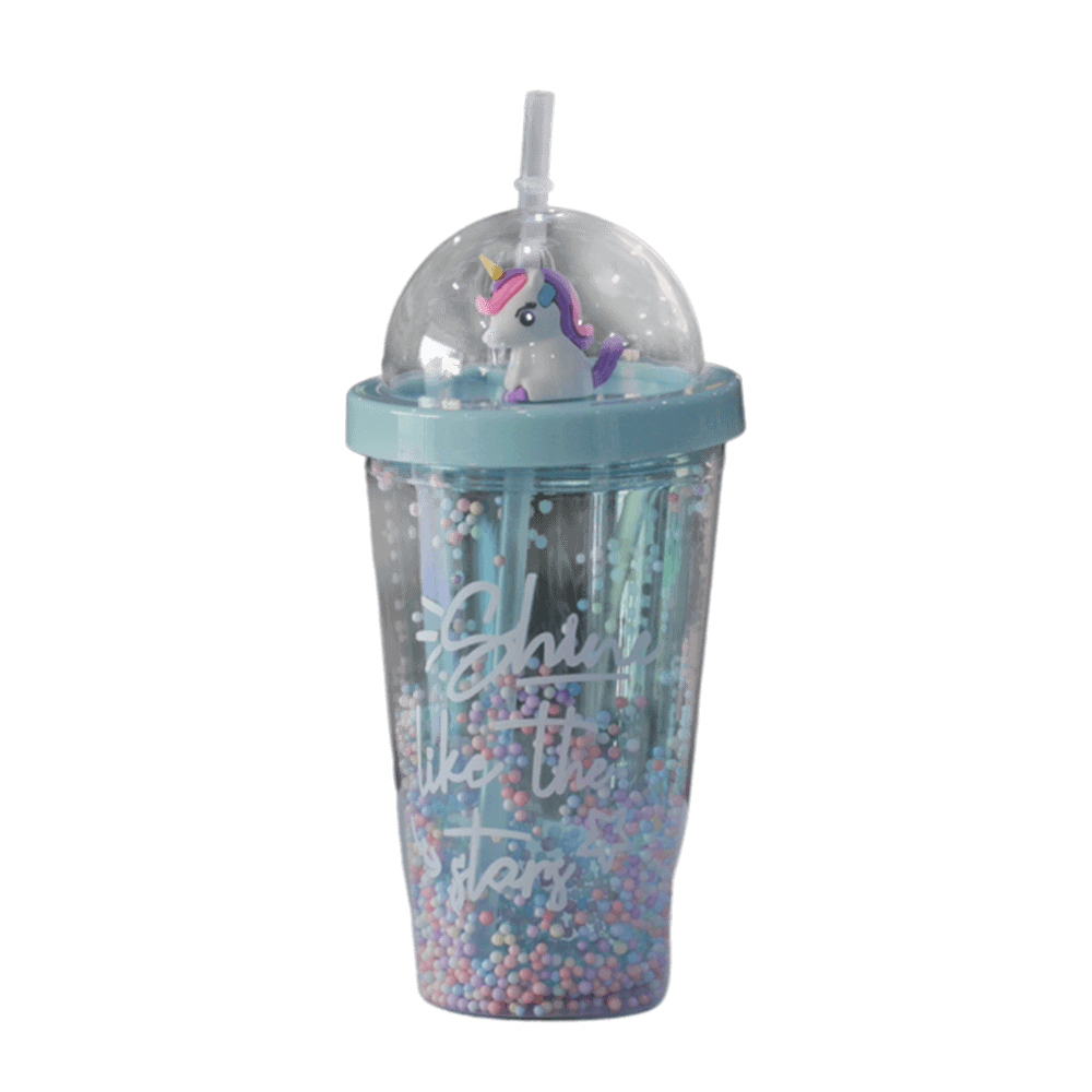 Unicorn Shine Like The Stars Cup Blue with Lid & Straw