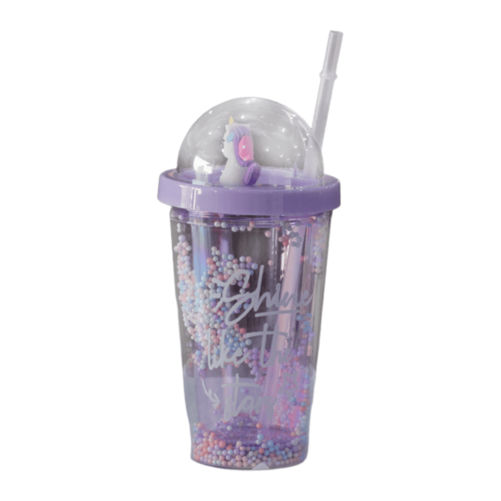 Unicorn-Shine-Like-The-Stars-Cup-Purple-with-Lid-&-Straw
