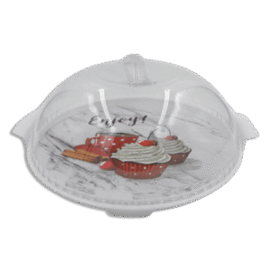 White Cake Stand with Plastic Lid