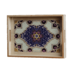 Wooden Navy Patterned Large Tray