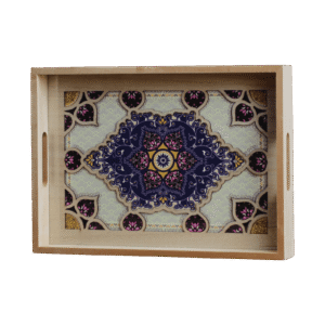 Wooden Navy Patterned Small Tray