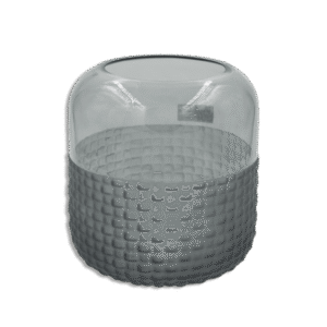 Black 20cm Glass Vase with Ribbed Design