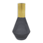 Black 27cm Striped GlassVase with Golden Neck
