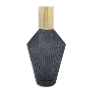 Black 33cm Striped  Glass Vase with Golden Neck