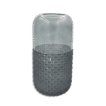 Black Ribbed 26cm Glass Vase