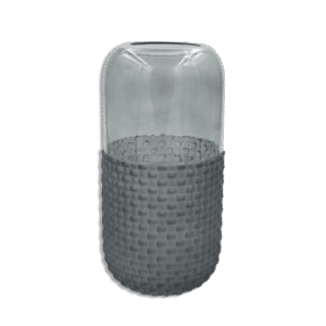 Black Ribbed 26cm Glass Vase