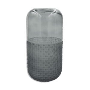 Black Ribbed 32cm Glass Vase