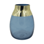 Blue 25cm Glass Vase with Golden Edge