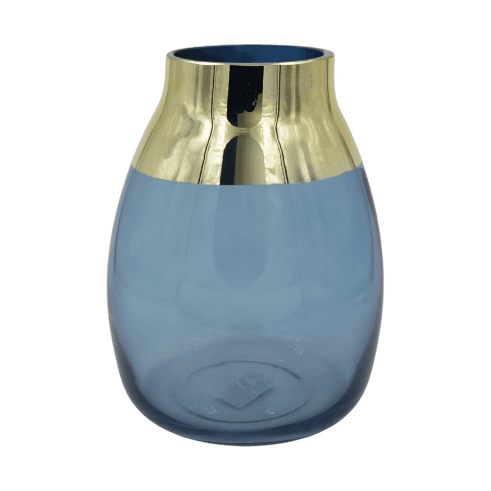 Blue-25cm-Glass-Vase-with-Golden-Edge