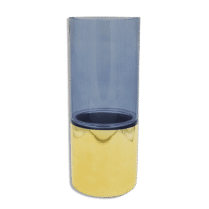 Blue 30cm Glass Vase with Golden Base