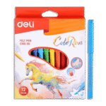 Deli 12 Colors Felt Pen Fiber Bullet Tip