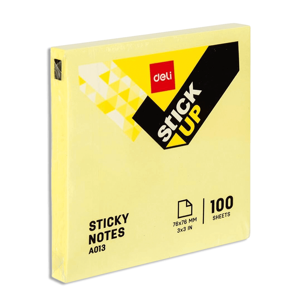 Deli-76x76mm-Yellow-Stick-Up-Sticky-Notes