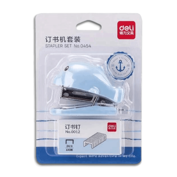 Deli Blue Dolphin Mini Stapler Set