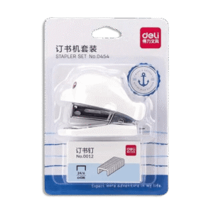 Deli White Dolphin Mini Stapler Set