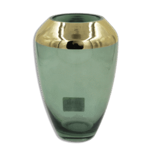 Emrald 21cm Glass Vase with Golden Top Edge
