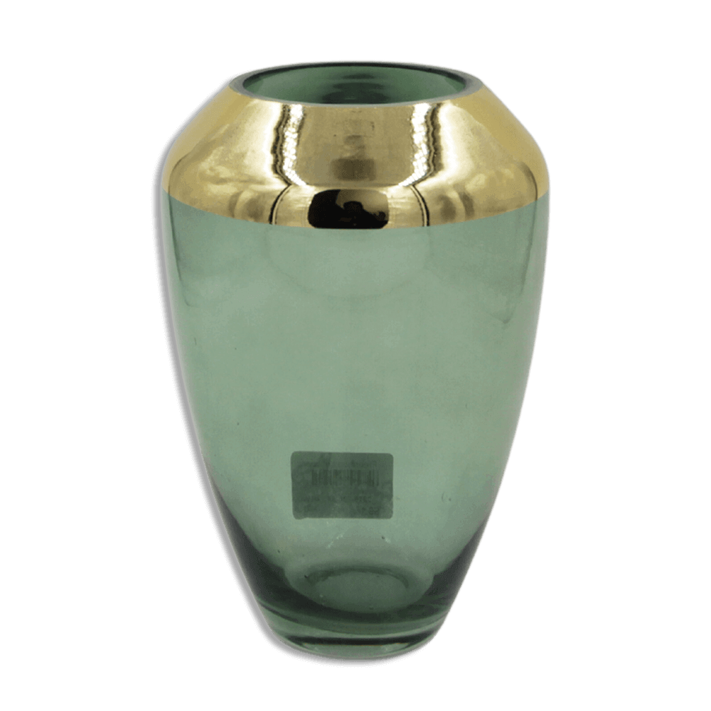 Emrald-21cm-Glass-Vase-with-Golden-Top-Edge