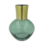 Emrald 27cm Glass Vase with Golden Neck