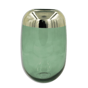 Emrald 27cm Glass Vase with Golden Top Edge