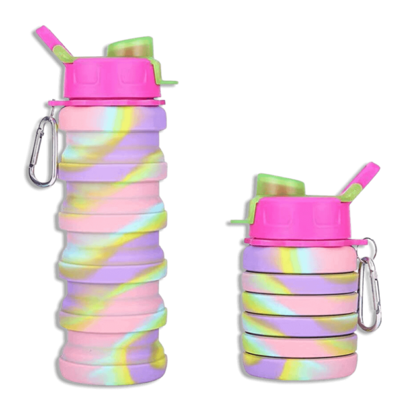 Extendable Pink Silicon Water Bottle