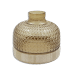 Gold Ribbed 21cm Glass Vase with Wooden Base