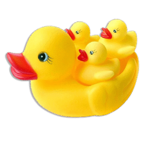 Large Rubber Duck with 3 Mini Rubber Duck