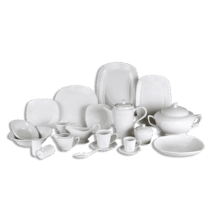 Momaz 152 Pcs Squared Patterned White Serving Set