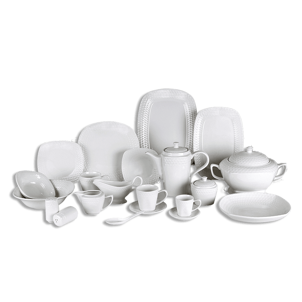 Momaz-152-Pcs-Squared-Patterned-White-Serving-Set