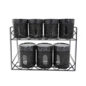 Momaz 7 Pcs Black Granite Spices Set
