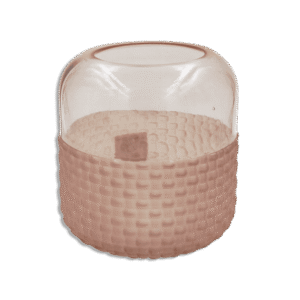 Pink 20cm Glass Vase with Ribbed Design