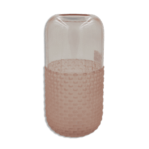 Pink Ribbed 33cm Glass Vase