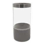 Transparent 25cm Glass Vase with Grey Patterned Base