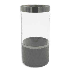 Transparent 25cm Glass Vase with Grey Patterned Base