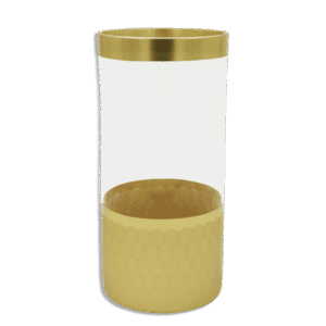 Transparent 27cm Glass Vase with Golden Patterned Base