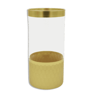 Transparent 27cm Glass Vase with Golden Patterned Base