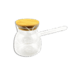 Transparent Glass 400ml Coffee Pot with Wooden Lid