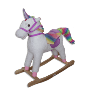 White with Wooden Rocking Unicorn