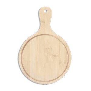Wooden 26x38x1cm Round Pizza Board with Handle
