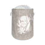 Beige Felt Style Round Basket with Drawstring Cover
