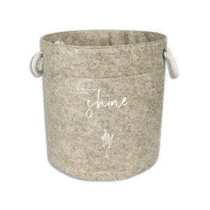 Beige Felt Style Round Basket with Handle Maxi Size