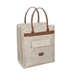 Beige Felt Styles Shoes Bag with Leather Handle