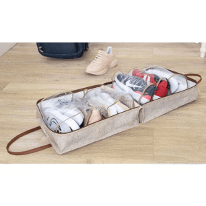 Beige Felt Styles Shoes Bag with Leather Handle2