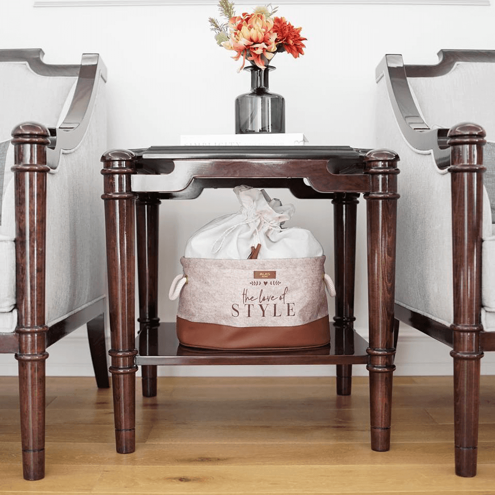 Beige-Leather-Storage-Basket-with-Drawstring-Cover2